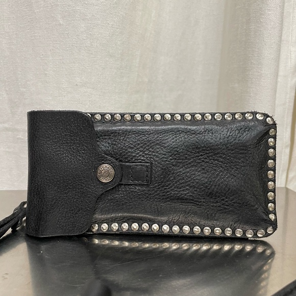 Black Leather Campomaggi Sunglass Holder with studs